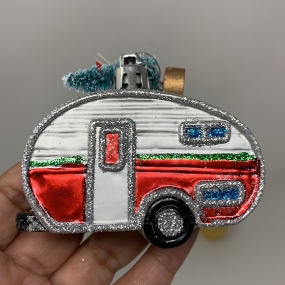 RV camper trailer w tree Christmas tree ornament holiday decoration retro new - Picture 5 of 14